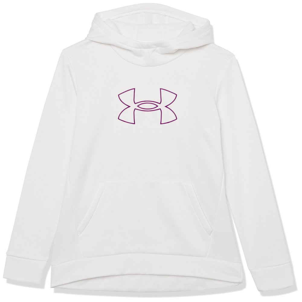 Under Armour girls Armour Fleece Big Logo Hoodie, (100) White / / Mystic Magenta, X-Small