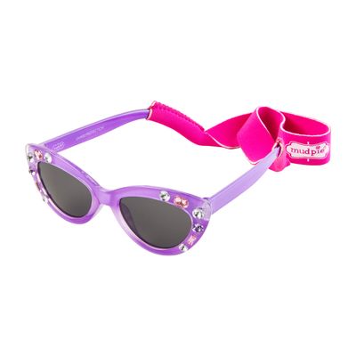 Mud Pie Cat Eye Toddler Girl Sunglasses & Strap Set, Purple