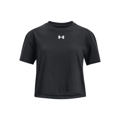 Under Armour Girls Crop Sportstyle Logo Short Sleeve, (001) Black / / White, X-Large