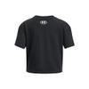 Under Armour Girls Crop Sportstyle Logo Short Sleeve, (001) Black / / White, X-Large view 2