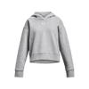 Under Armour Girls Rival Fleece Crop Hoodie, (012) Mod Gray Light Heather / / White, Large view 1