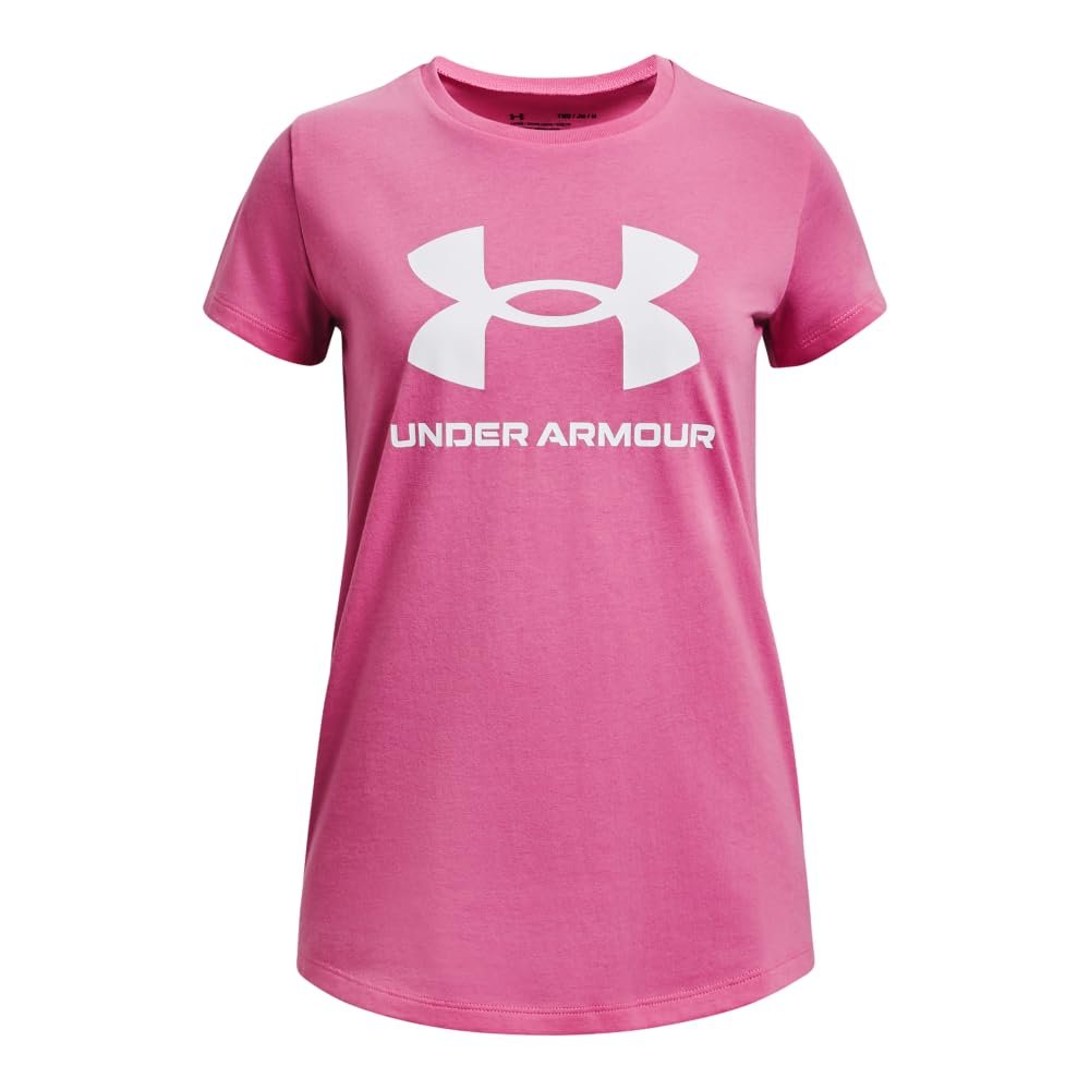 Under Armour Girls' Live Sportstyle Graphic Short-Sleeve T-Shirt, (663) Pink Edge / / White, Youth X-Small