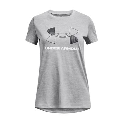 Under Armour Girls' Tech Big Logo Twist T Shirt, 011 Gray, YSM