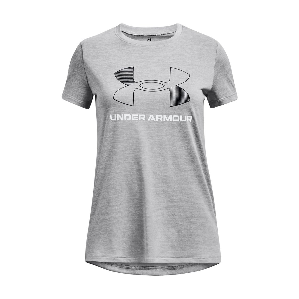 Under Armour Girls' Tech Big Logo Twist T Shirt, 011 Gray, YSM
