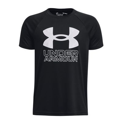 Under Armour Boys Tech Hybrid Printed Fill Short-Sleeve T-Shirt, (009) Black / / White, X-Large
