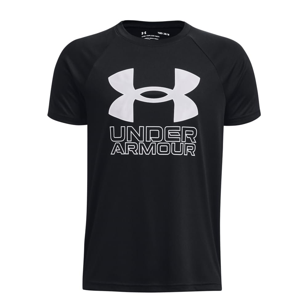 Under Armour Boys Tech Hybrid Printed Fill Short-Sleeve T-Shirt, (009) Black / / White, X-Large