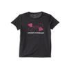 Under Armour Girls Tech Big Logo Short Sleeve T Shirt, (001) Black / / Rebel Pink, Small view 1