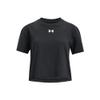 Under Armour Girls Crop Sportstyle Logo Short Sleeve, (001) Black / / White, Large view 1