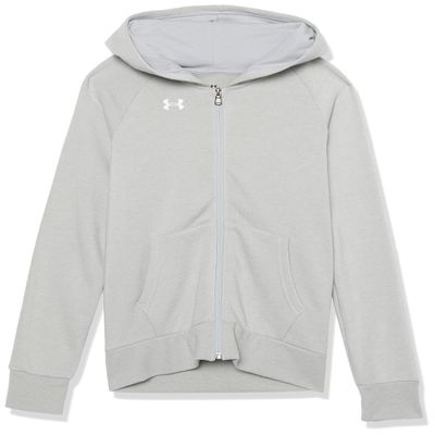 Under Armour girls Rival Fleece Full Zip Hoodie, (012) Mod Gray Light Heather / / White, Medium