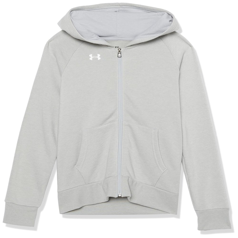 Under Armour girls Rival Fleece Full Zip Hoodie, (012) Mod Gray Light Heather / / White, Medium