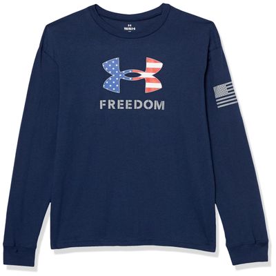 Under Armour Boys Freedom Logo Long Sleeve, (408) Academy / / Steel, X-Large