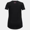 Under Armour Girls Tech Print Big Logo Short Sleeve Crew, (004) Black / / Rebel Pink, X-Large view 2