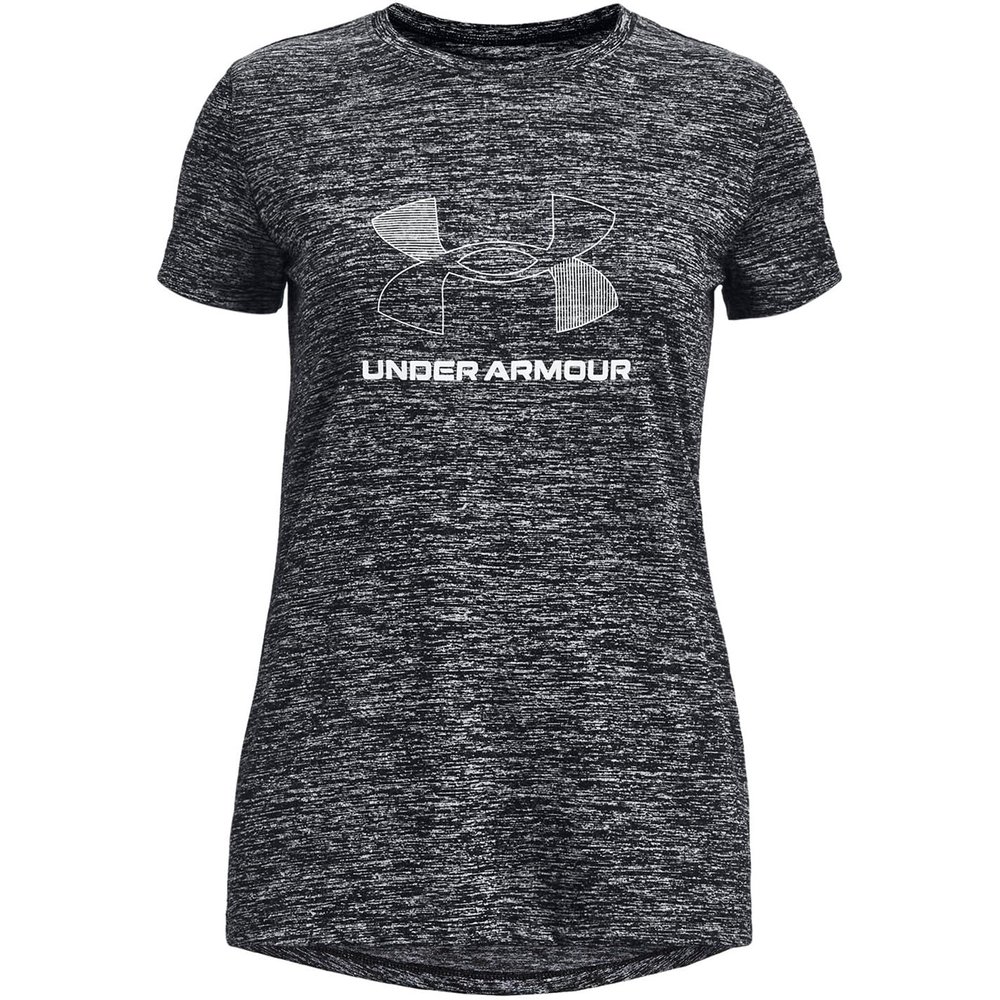 Under Armour Girls Tech Big Logo Twist Short Sleeve T Shirt, (001) Black / / White, Medium