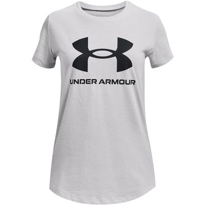 Under Armour Girls' Live Sportstyle Graphic Short-Sleeve T-Shirt, (014) Halo Gray/Black/Black, X-Small