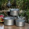 Boundless Voyage Titanium Pot Portable Camping Cookware Lightweight Cooking Pot Set for Outdoor Cooking Traveling Backpacking Hiking Trekking Picnic (3 Pcs Set) view 2
