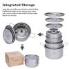 Boundless Voyage Titanium Pot Portable Camping Cookware Lightweight Cooking Pot Set for Outdoor Cooking Traveling Backpacking Hiking Trekking Picnic (3 Pcs Set) view 4