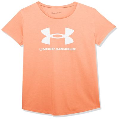 Under Armour Girls' Live Sportstyle Graphic Short-Sleeve T-Shirt, (963) Bubble Peach / / White, Small