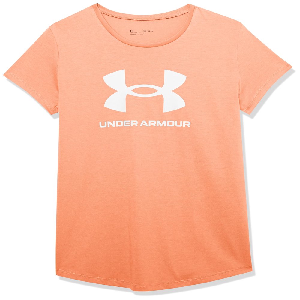 Under Armour Girls' Live Sportstyle Graphic Short-Sleeve T-Shirt, (963) Bubble Peach / / White, Small