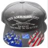 2nd Amendment God Guns Guts USA Flames On Bill Grey Gray Polyester Cotton Blend Adjustable Baseball Ball Cap Hat view 2