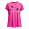 Under Armour Girls Tech Big Logo Short Sleeve T Shirt, (652) Rebel Pink / / Black, X-Small view 1