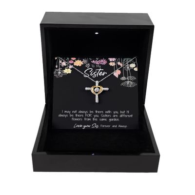 Cross Dancing Necklace Luxury Box Cross Dancing Pendant, for Sister, Sister Jewelry Gift, Gift for Sister, from Sister, Sister in Law, Necklace for