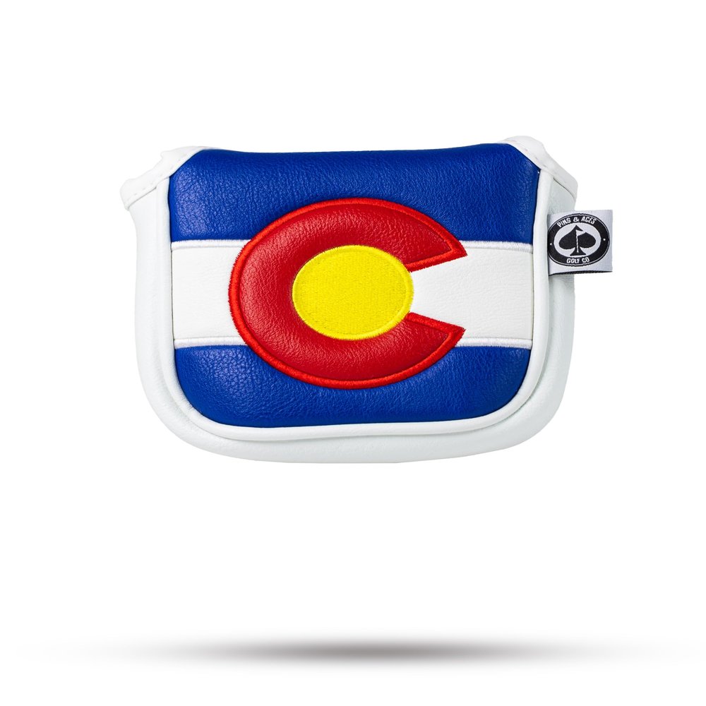 Pins & Aces Colorado Tribute Premium Golf Club Head Cover - Premium, Hand-Made Leather Headcover - CO Flag Styled, Tour Quality Golf Club Cover - Style & Customize Your Golf Bag (Mallet)
