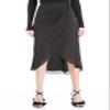 Max Studio Women's Satin Fuax Wrap Skirt, Black, X-Large view 1