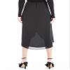 Max Studio Women's Satin Fuax Wrap Skirt, Black, X-Large view 3