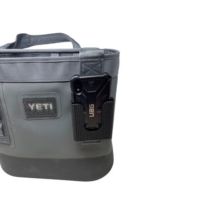 Boglets Black Phone Holder Attachment Compatible with Soft Yeti Coolers & Backpacks with Straps - Accessorize Your Cooler or Backpack & Securely Hold Your Phone - Made in USA! (Black)