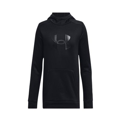 Under Armour boys Armour Fleece Big Logo Hoodie, (001) Black / / Black, Small