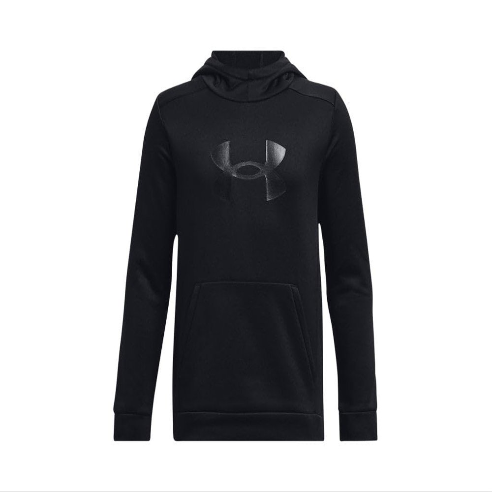 Under Armour boys Armour Fleece Big Logo Hoodie, (001) Black / / Black, Small