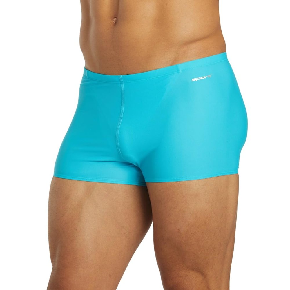 Sporti Solid Swim Square Leg Swimsuit - Turquoise - 30