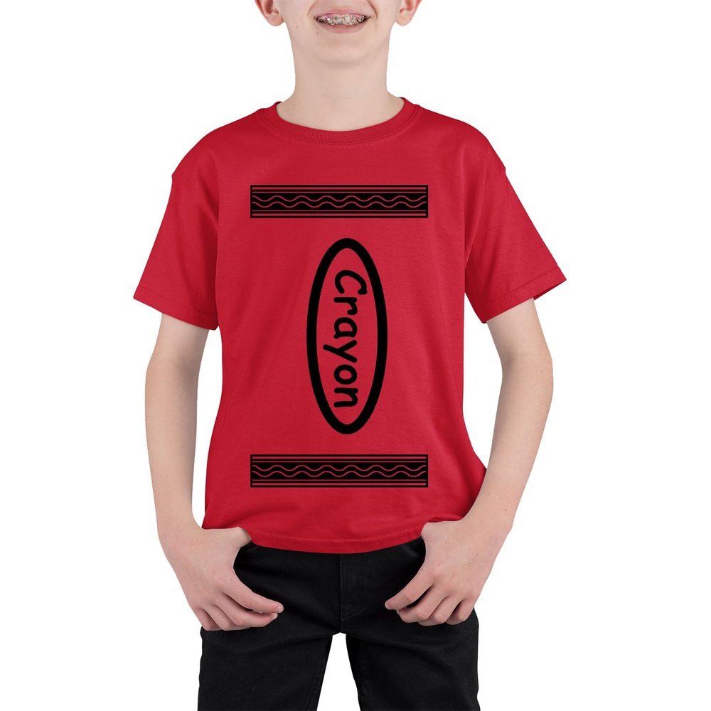 Veracco Crayon Halloween Short Sleeve Custome T-Shirt | for Youth Unisex | Red