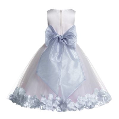 Wedding Pageant Floral Rose Petals Ivory Tulle Flower Girl Dress Toddler 007 2