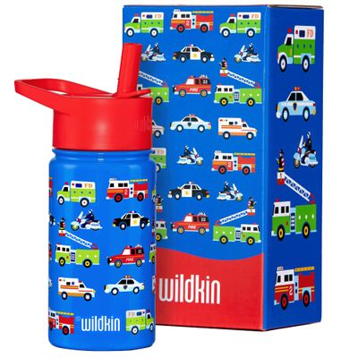 Wildkin Kids 14oz Stainless Steel Water Bottle BPA-Free, Leakproof, Insulated, Easy-Clean - Heroes