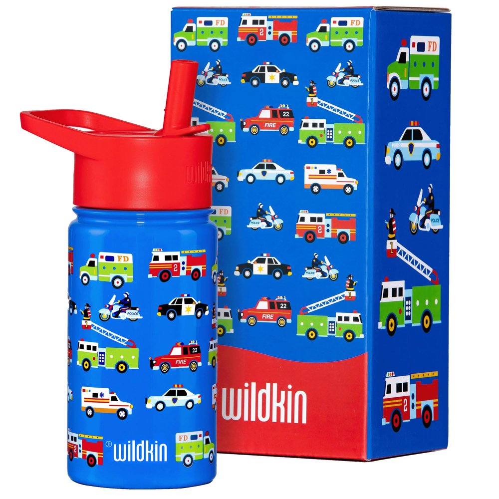 Wildkin Kids 14oz Stainless Steel Water Bottle BPA-Free, Leakproof, Insulated, Easy-Clean - Heroes