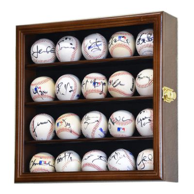 20 Baseball Ball Display Case Cabinet (Walnut)