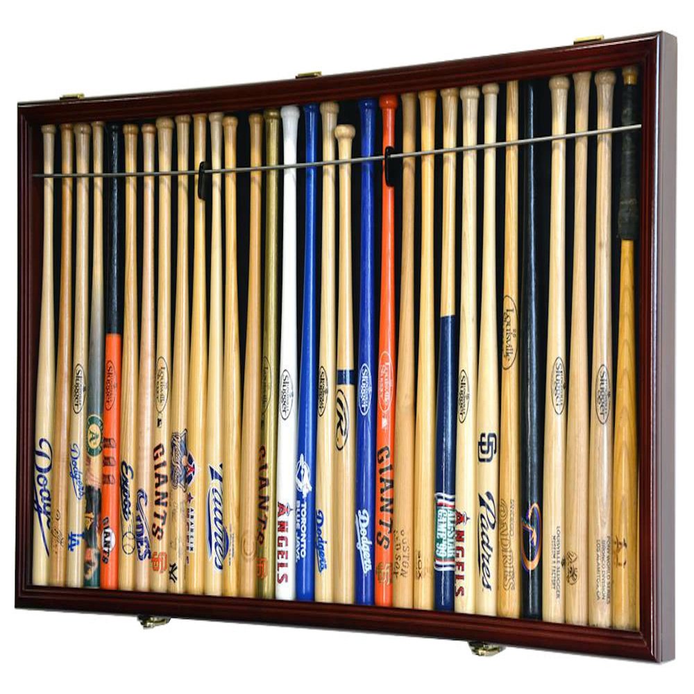 Large Mini 18" Bat Baseball Display Case Cabinet (Cherry)