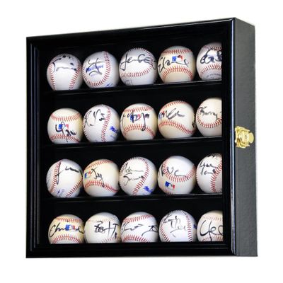 20 Baseball Ball Display Case Cabinet (Black)