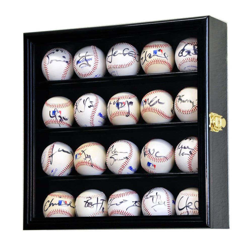 20 Baseball Ball Display Case Cabinet (Black)