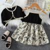 SZZY Toddler Girls Sleeveless Cartoon Prints Princess Dress Ruffles Robe Cloak Set Girls Dresses Winter (Black, 12-18 Months) view 3
