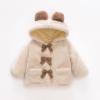 Toddler Girls Thick Woolen Coat Winter Cute Plus Fluffy Hooded Coat Bear Ears Bow Jacket Outwear (White, 18-24 Months) view 3