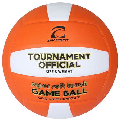 Epic Gold Series Tournament Official Game Orange/White Volleyball (24-Colors Available) Official Size
