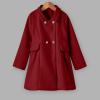 Toddler Baby Girls Wool Coat Winter Warm Double Breasted Trench Coat Kids Windproof Jacket Outwear (Red, 5-6 Years) view 2