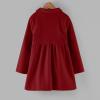 Toddler Baby Girls Wool Coat Winter Warm Double Breasted Trench Coat Kids Windproof Jacket Outwear (Red, 5-6 Years) view 3