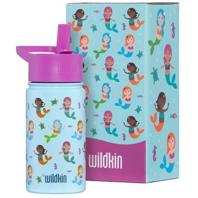 Wildkin Kids 14oz Stainless Steel Water Bottle  BPA-Free, Leakproof, Insulated, Easy-Clean - Mermaids