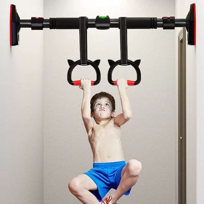 BCPPO Chin Up Bar Portable Wall Mounted Pull up bar, Adult Kids Sports Fitness Horizontal bar, with Lifting Ring, 70-180cm Adjustable, Load 300KG (Color : Style 2, Size : 120-161CM)
