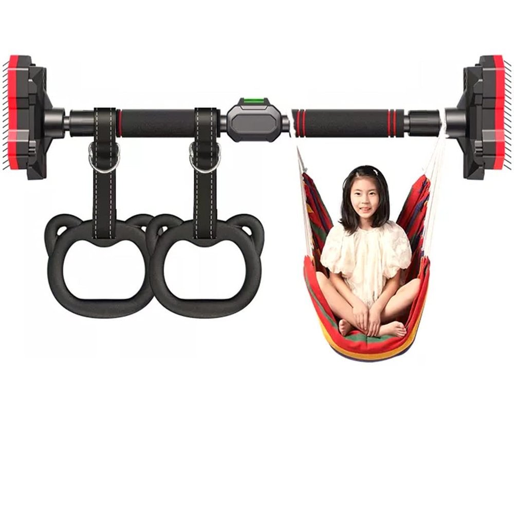 BCPPO Chin Up Bar Adult Kids Pull Up Bar, Multi-Function Fitness Horizontal Bar with Rings and Swings, Easy to Install, Safe Load 250kg (Size : 96-130CM)
