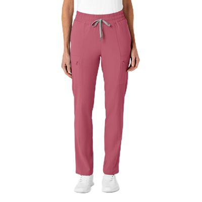 WonderWink Renew Women's High Waist Slim Cargo Scrub Pant, Rosebud, 1X