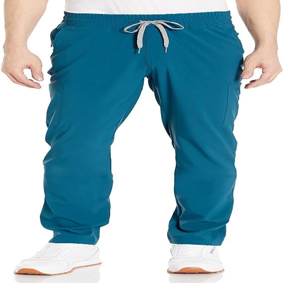 WonderWink Renew Men's Straight Slim Scrub Pant, Teal Blue, 2XL